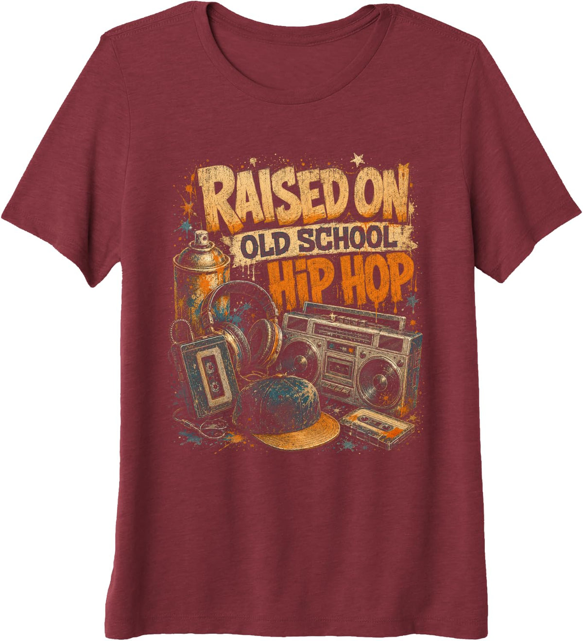 Raised On Old School Hip Hop Retro Music Vibes Premium Tri-Blend T-Shirt - Burgundy