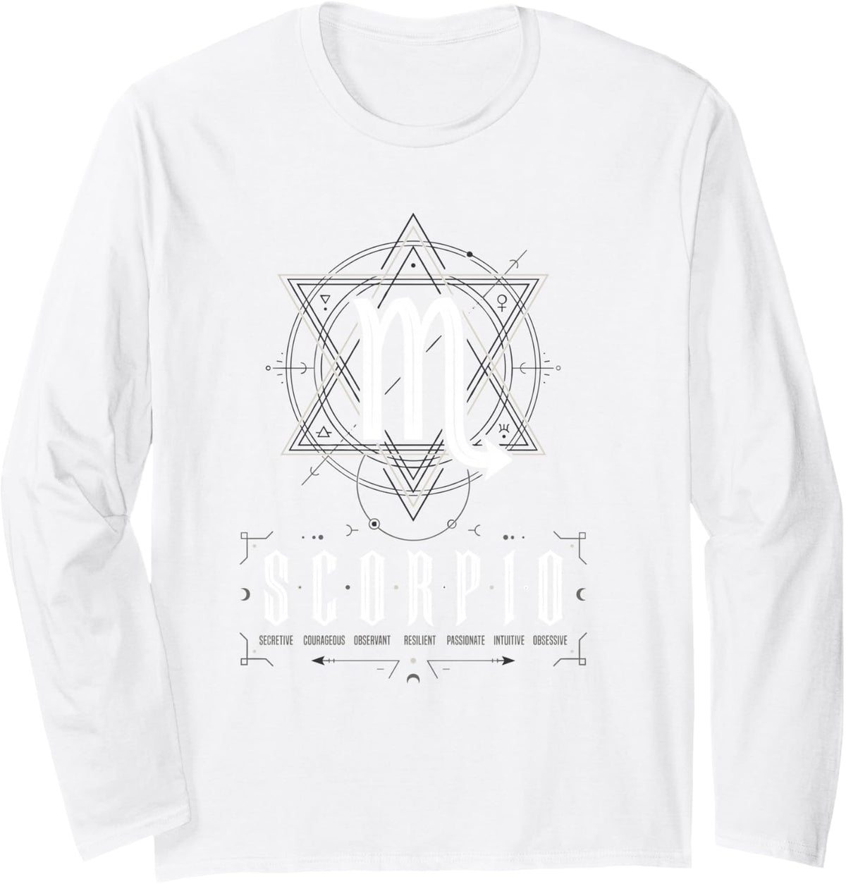 Scorpio Zodiac Sign Astrology Horoscope Astrological Symbol Long Sleeve T-Shirt - Adult Unisex White