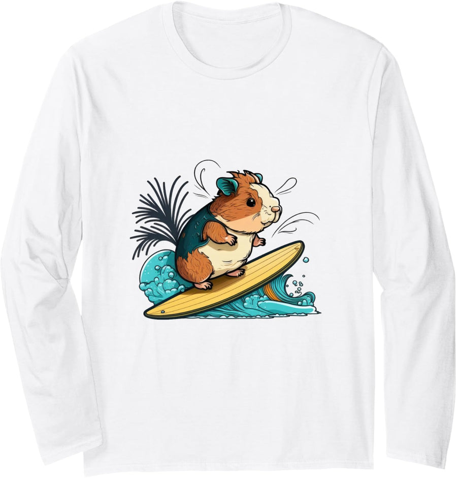 Guinea Pig Surf Long Sleeve T-Shirt - Adult Unisex White