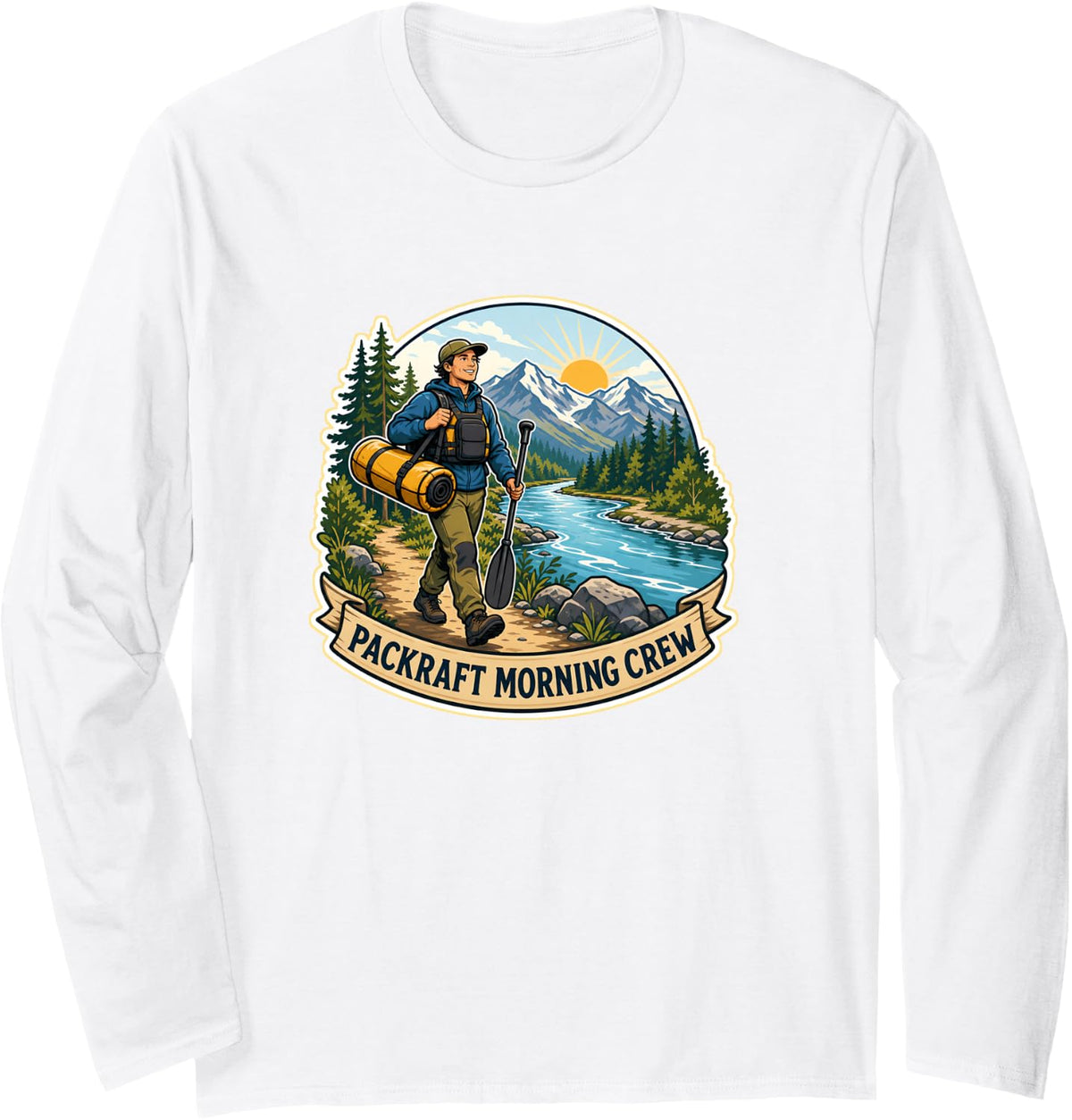 PACKRAFT Morning Crew River Paddle Outing Long Sleeve T-Shirt - Adult Unisex White