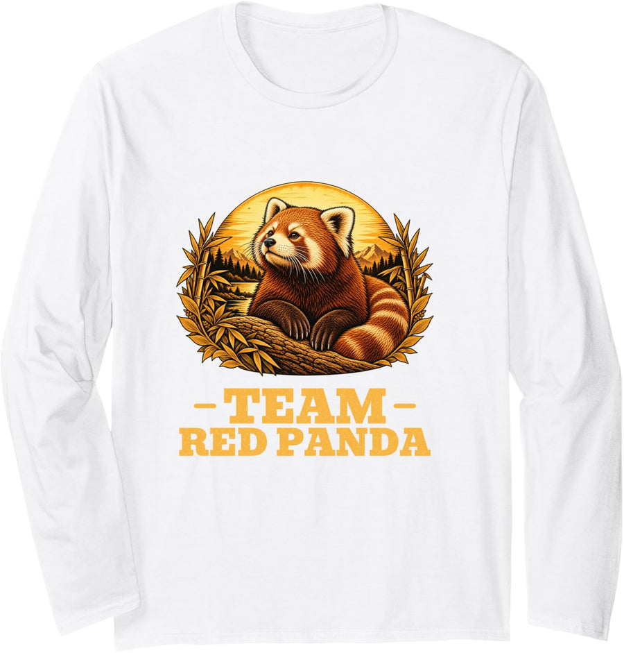 Team Red Panda Vintage Wildlife Retro Animal Lover Long Sleeve T-Shirt - Adult Unisex White