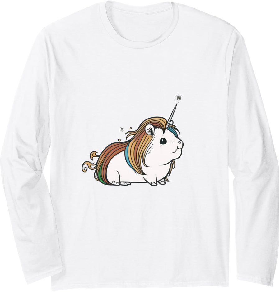 Guinea Pig Unicorn Guinea Pig Long Sleeve T-Shirt - Adult Unisex White