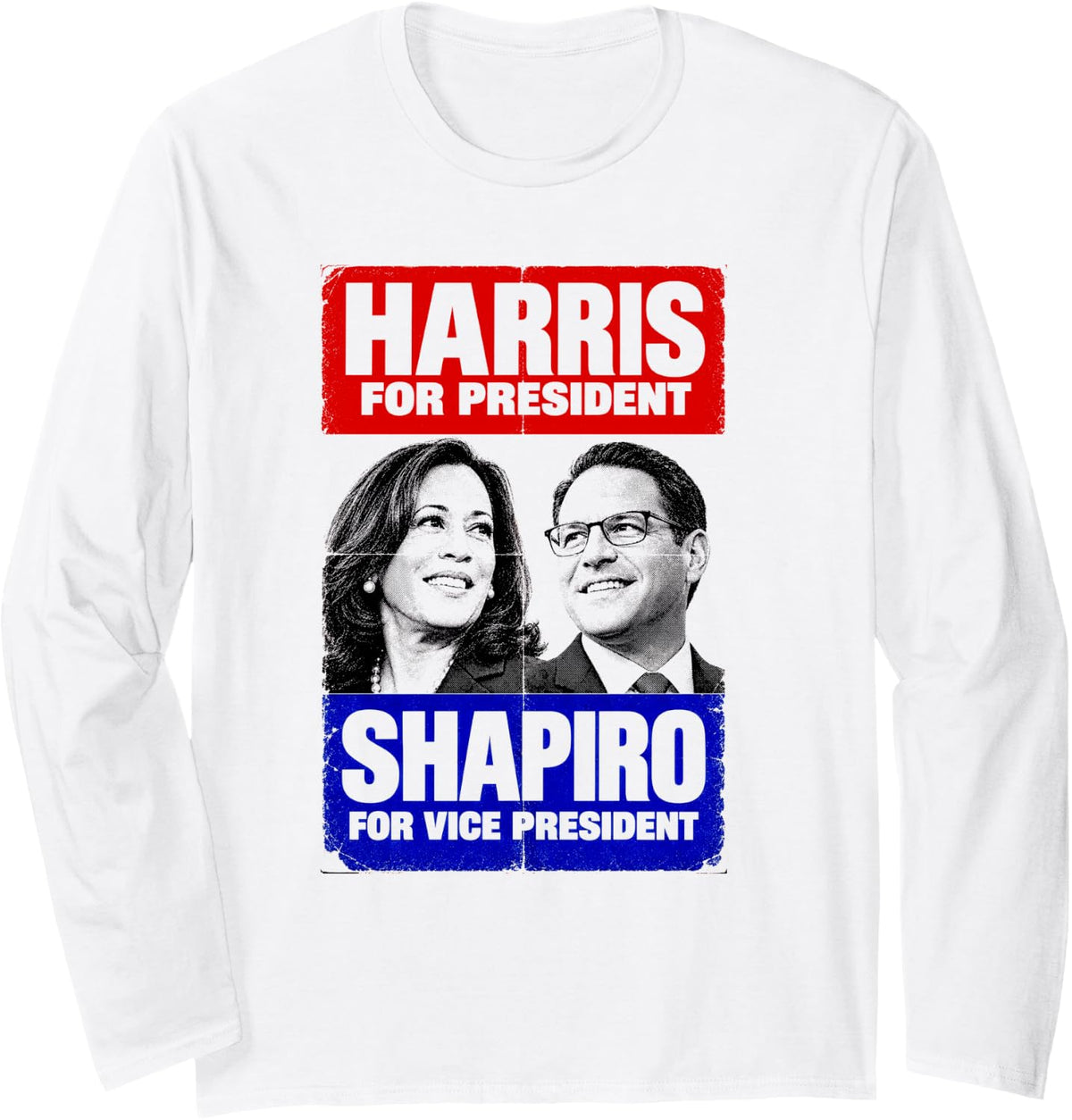 Harris Shapiro 2028 Presidental Campaign Vintage Democrat Long Sleeve T-Shirt - Adult Unisex White