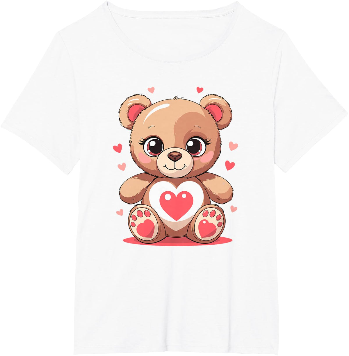 Valentines Day Cute Teddy Bear with Heart Love T-Shirt - White
