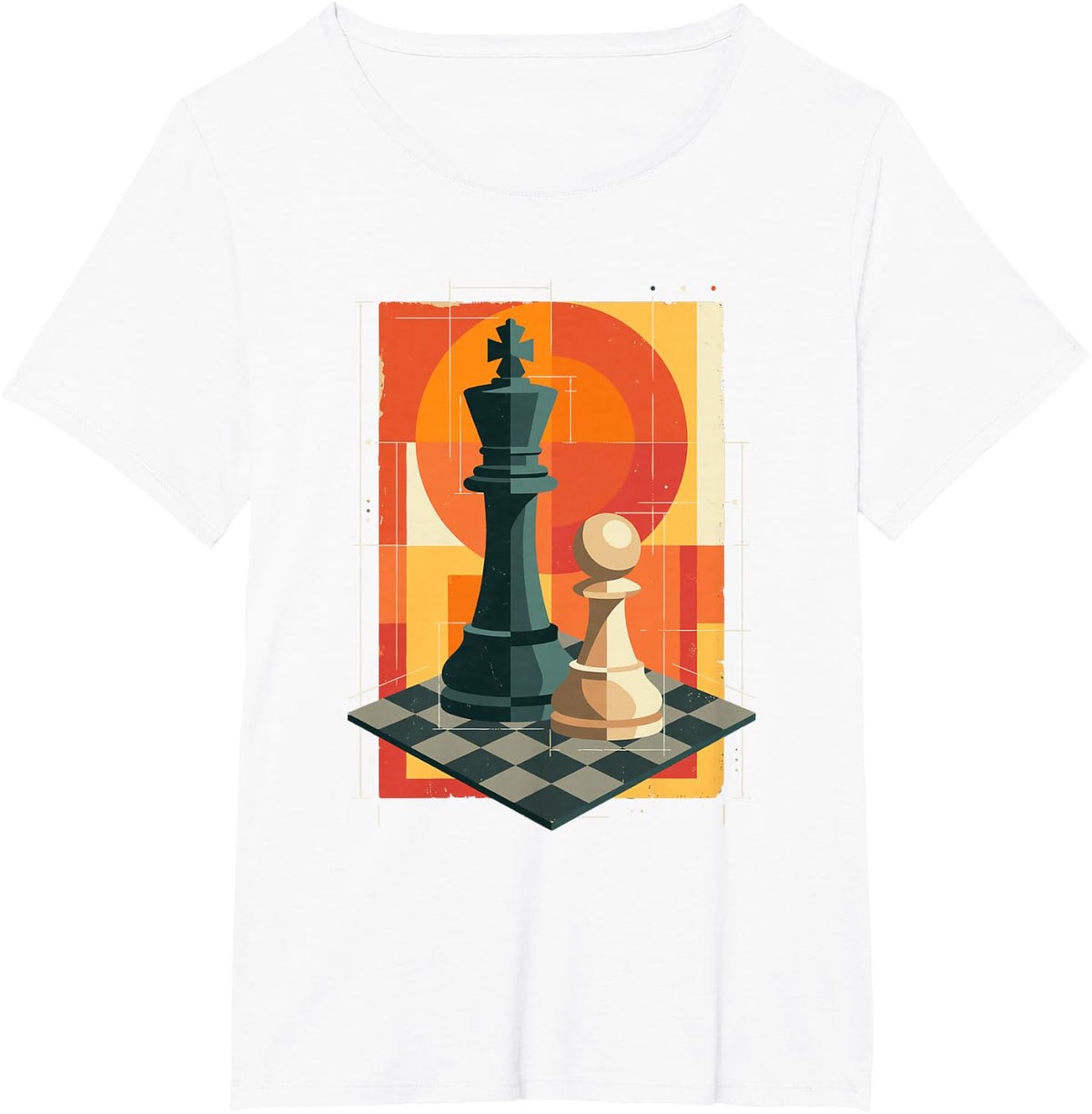 Abstract Chess Pieces Modern Art Chess Player Board Game Tee T-Shirt - White