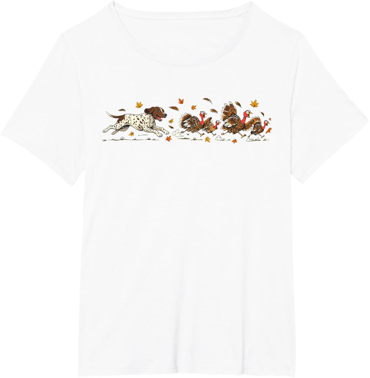 German Shorthaired Pointer Turkeys Thanksgiving Dog Funny T-Shirt - White