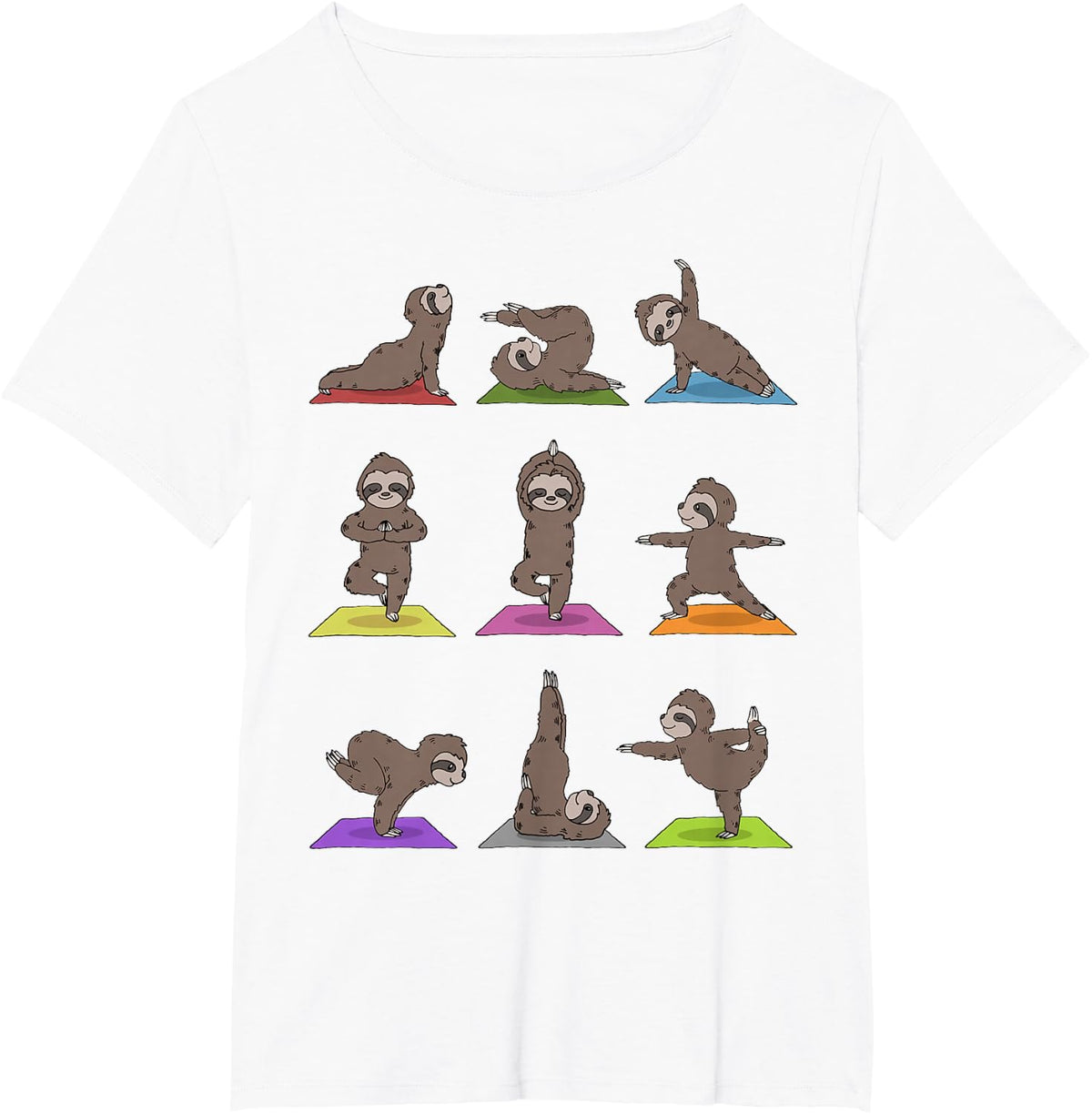 Sloth Yoga T-Shirt - Funny Sloth Shirts For Women Men Yoga Lovers Tees - White