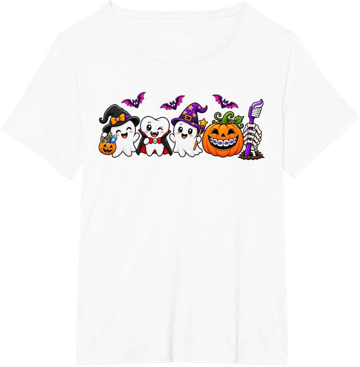 Halloween Dentist Ghost Pumpkin Witch T-Shirt - White
