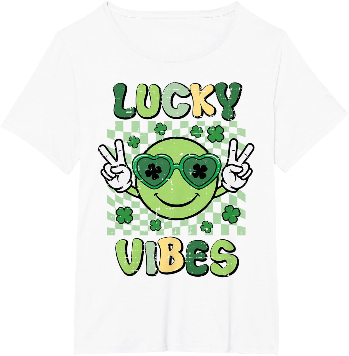 St Patricks Day Smile Lucky Vibes Saint Paddys Women Men Kid T-Shirt - White