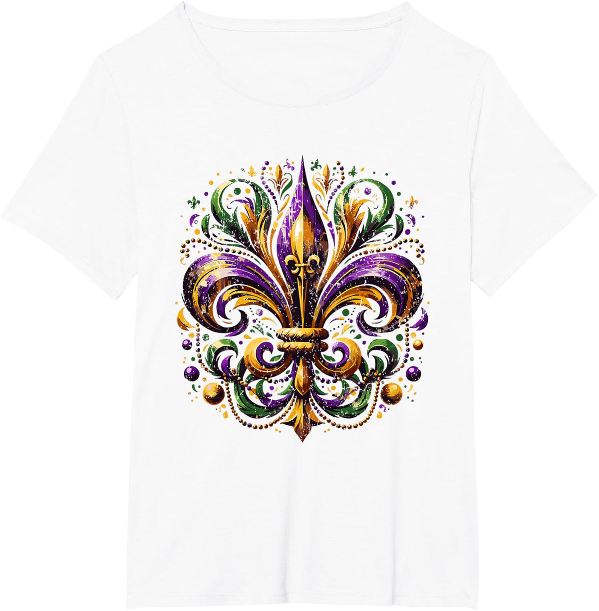 Vintage Fleur de Lis New Orleans Costume Outfit Mardi Gras T-Shirt - White