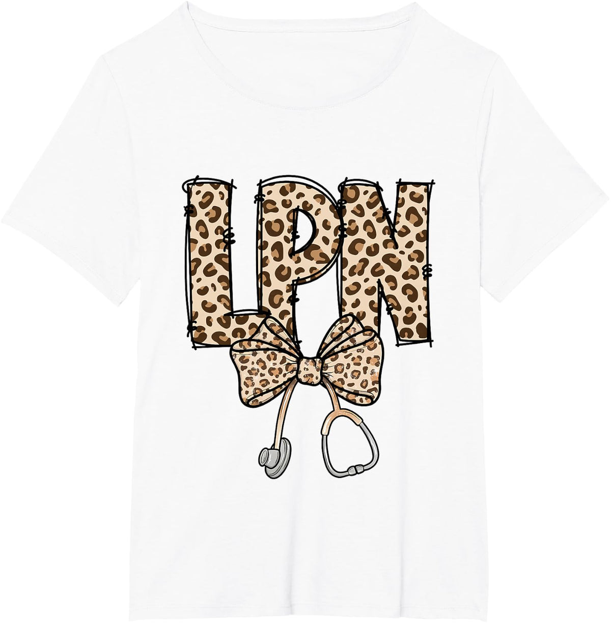 Coquette Bow LPN Nurse Leopard Licensed Practical Nurse Week T-Shirt - White
