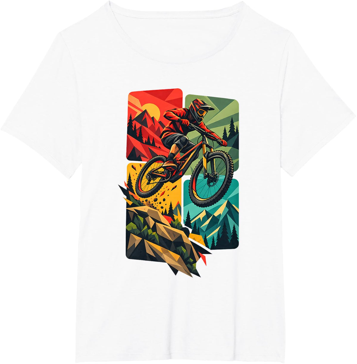Mountain Bike Mountain Biking Downhill Trail T-Shirt - White