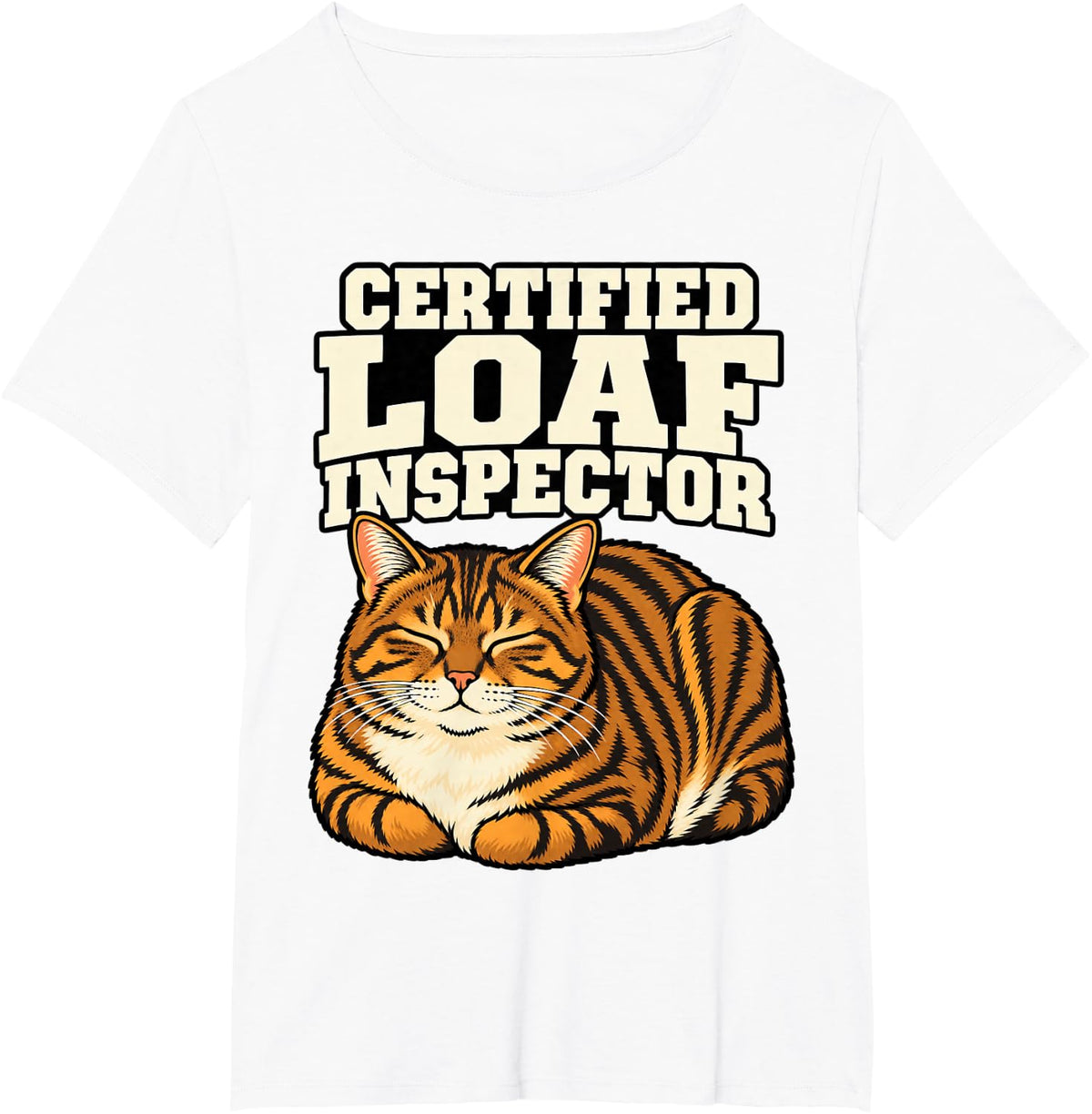 Tabby Cat Certified Loaf Inspector Paws Lover Funny T-Shirt - White