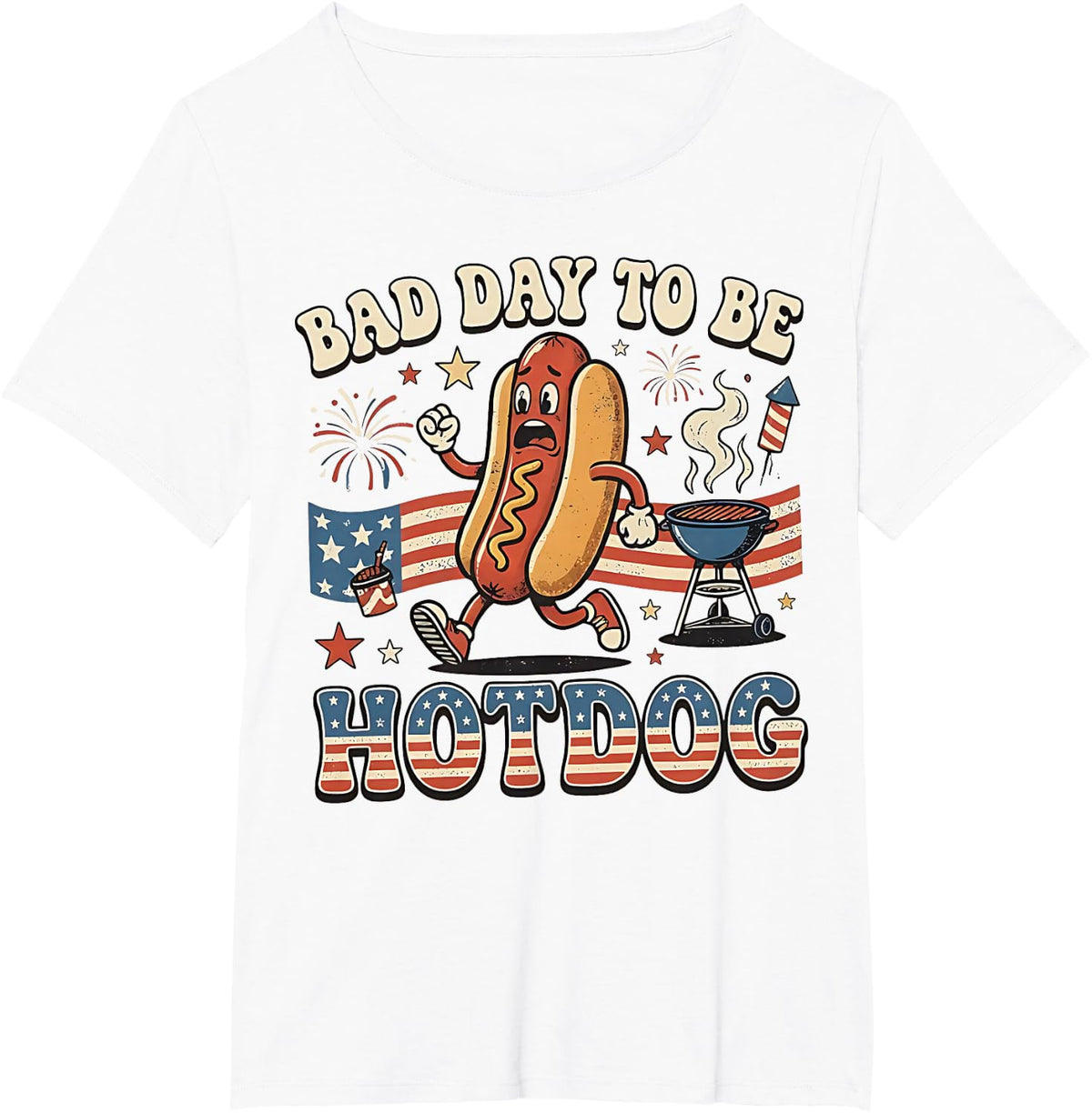 Bad Day to be a Hot Dog Funny BBQ Grilling 4th of July T-Shirt - White