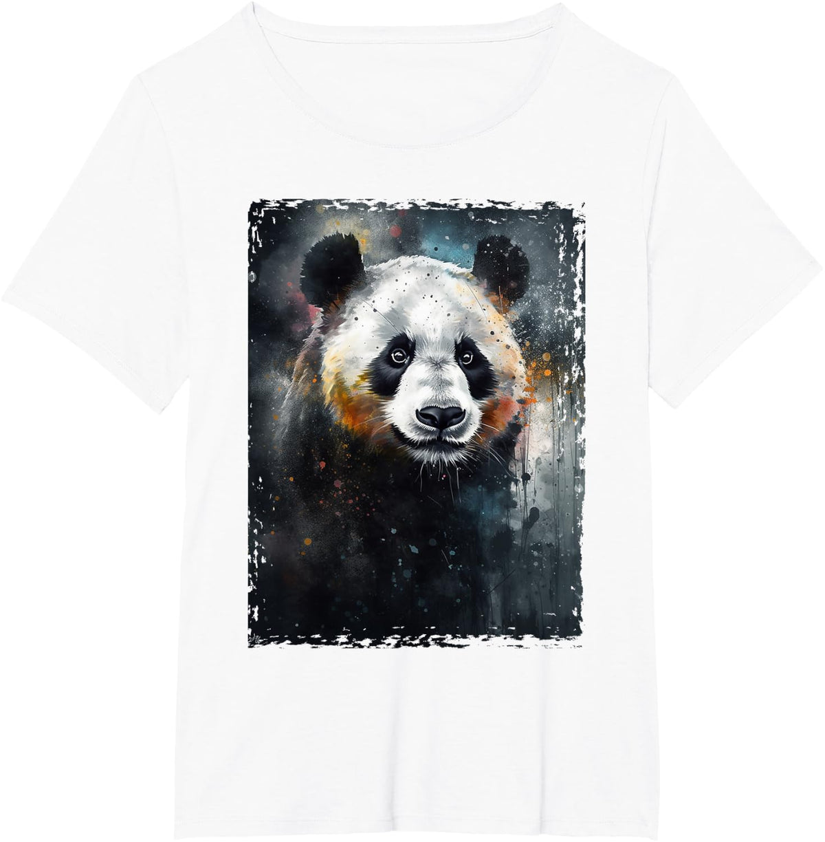 Colorful Beautiful Panda Watercolor Tees Panda Lovers Oil Painting Boys Kids Funny T-Shirt - White