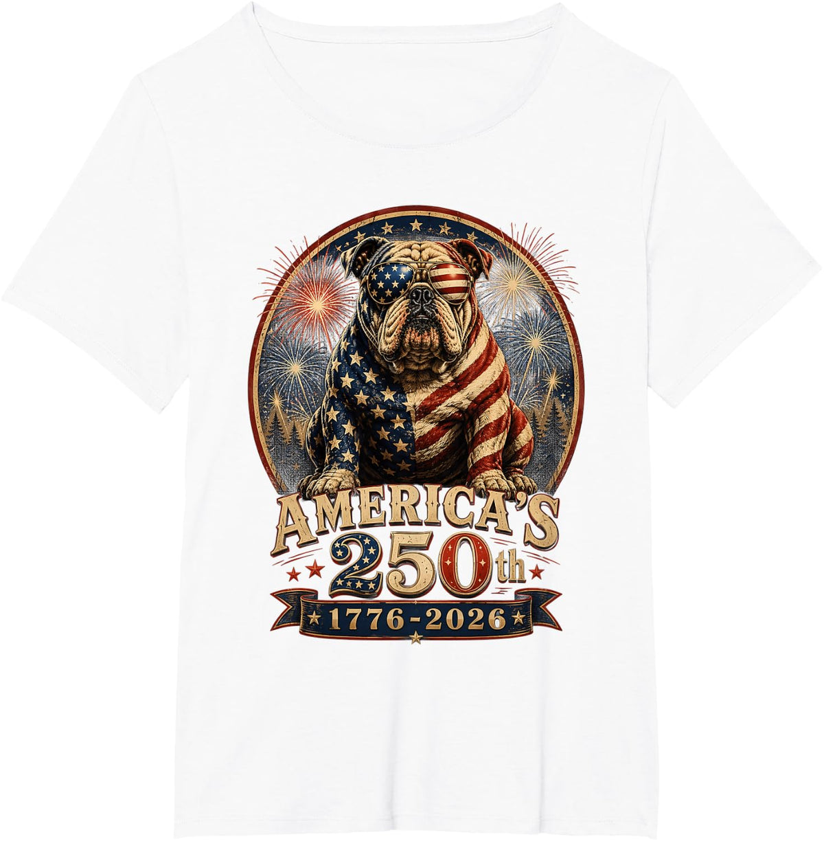 Bulldog America's 250th Anniversary 1776 2026 T-Shirt - White