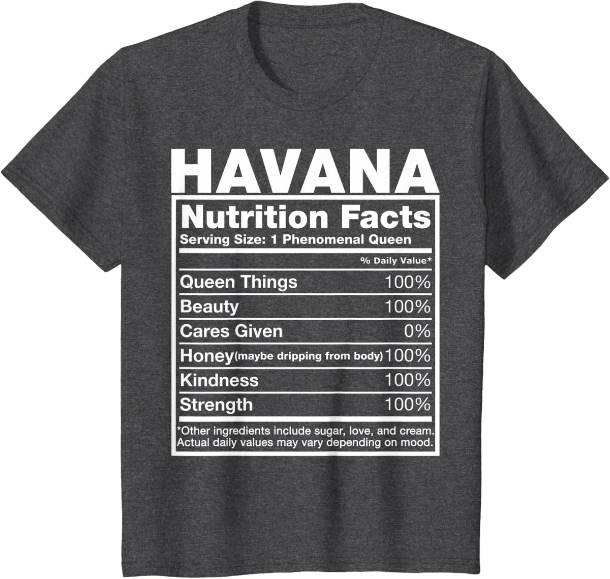 Havana Nutrition Facts T-Shirt Havana Name Birthday Shirt T-Shirt - Dark Heather Grey