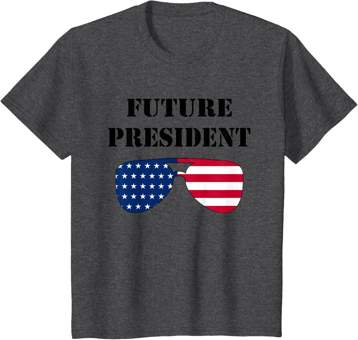 Kids Future President Toddler Boys Presidents Day US Sunglasses T-Shirt - Dark Heather Grey