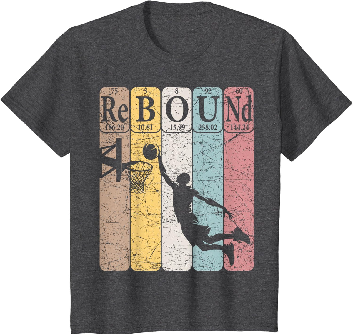 Basketball Periodic Table Elements Science Nerd Basketballer T-Shirt - Dark Heather Grey
