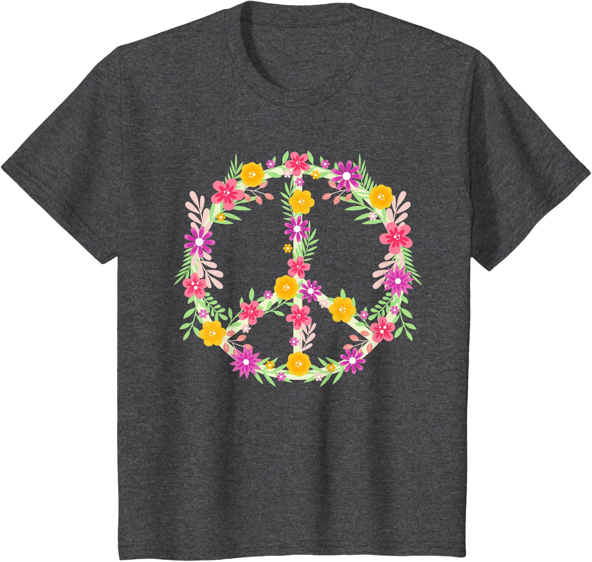Peace Love Hippie Costume Flower Power Design Retro 60s 70s T-Shirt - Dark Heather Grey