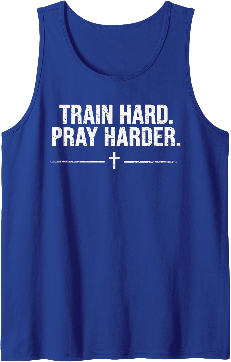 Train Hard Pray Harder Christian Gym Sleeveless Tank Top - Royal Blue