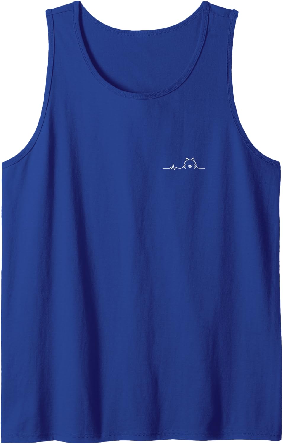 Samoyed Heartbeat Minimalist Dog Lover Design Sleeveless Tank Top - Royal Blue