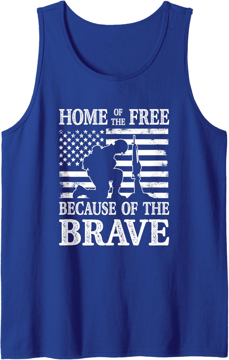 American Flag Fallen Soldier Remembrance Sleeveless Tank Top - Royal Blue