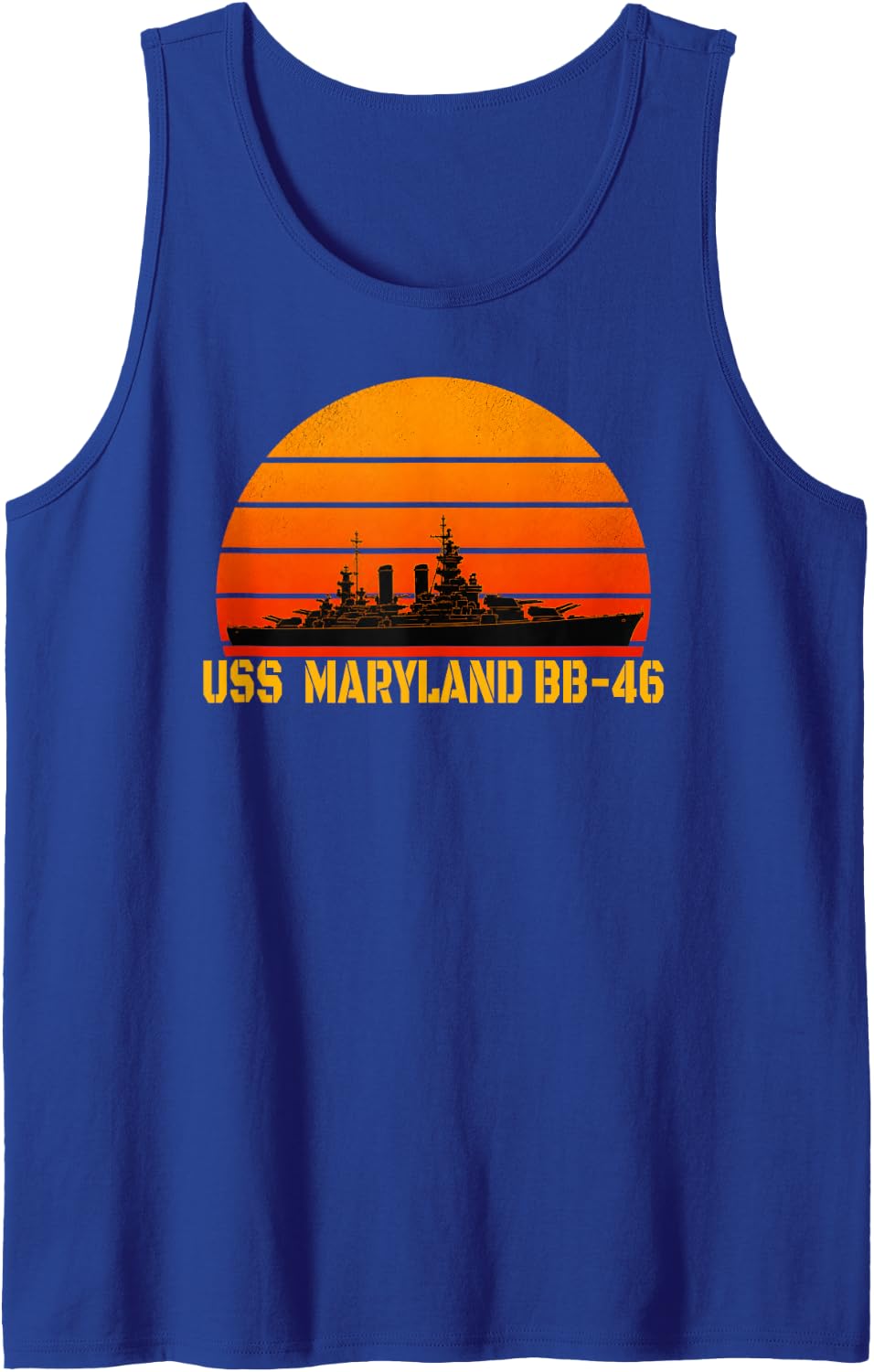 Sunset USS Maryland BB-46 Battleship Veterans Day Father Dad Tank Top - Royal Blue