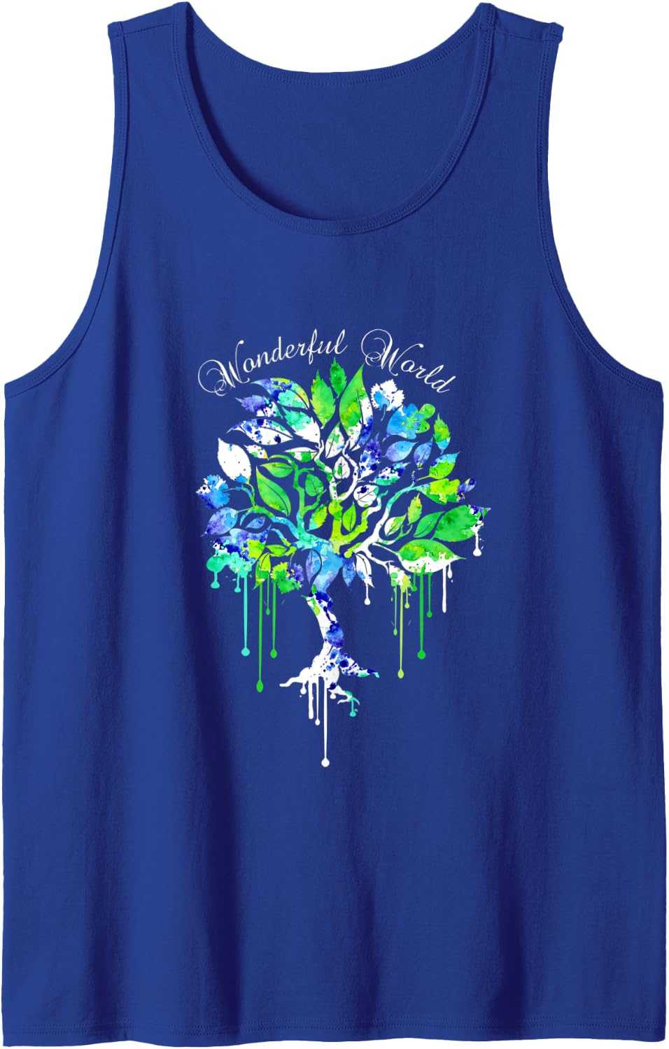Wonderful World Boho Tree, 60s 70s Retro Groovy Hippy Vibes Tank Top - Royal Blue