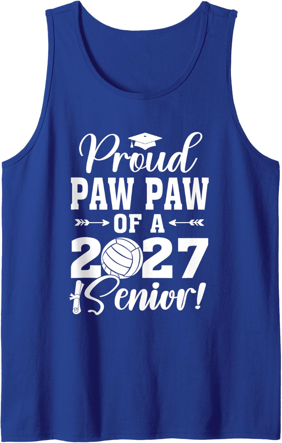 Proud Paw Paw of A Volleyball Senior 2027 Graduate Tank Top - Royal Blue