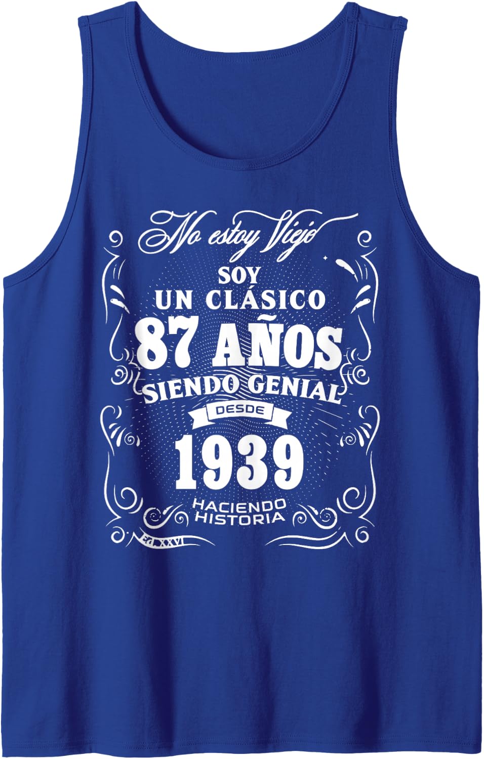 Vintage 87th Birthday Men Funny 1939 87 Birthday Spanish Sleeveless Tank Top - Royal Blue