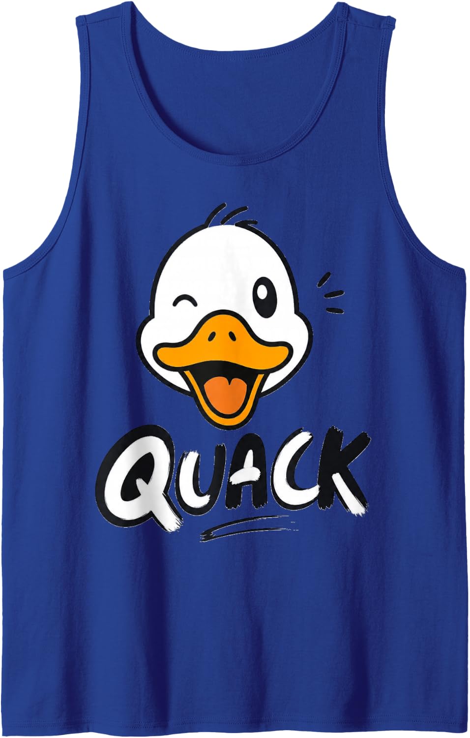 Cartoon Duck Face Design with Minimalist Style Tank Top - Royal Blue