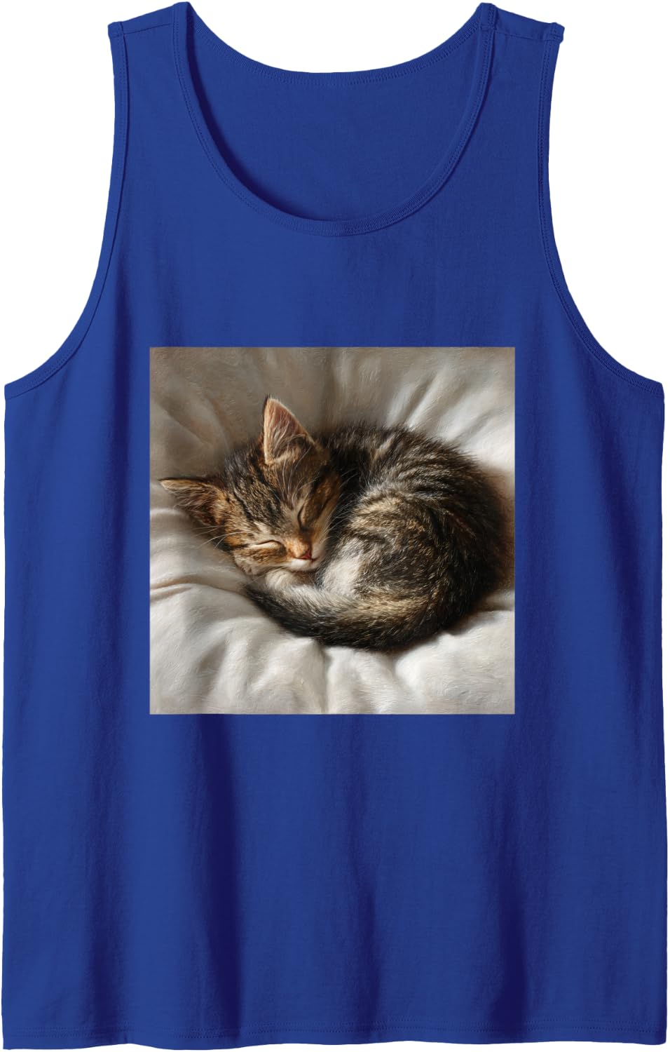 Sleeping Kitten Tabby Cat Cute Feline Pet Artwork Tank Top - Royal Blue