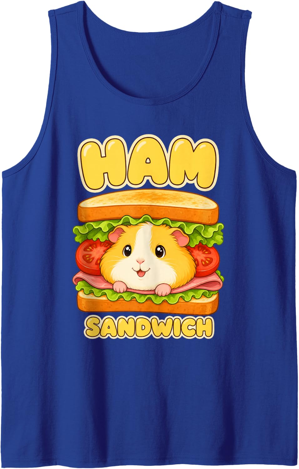 Cute Ham Sandwich Guinea Pig Lover Rodent Owner Kids Girl Sleeveless Tank Top - Royal Blue