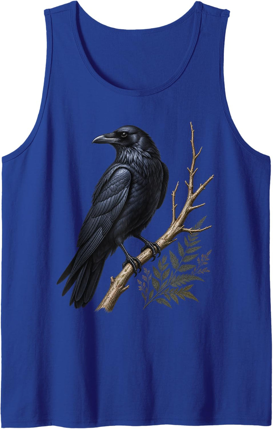 Vintage Raven Crow Blackbird Art for Birdwatchers Sleeveless Tank Top - Royal Blue