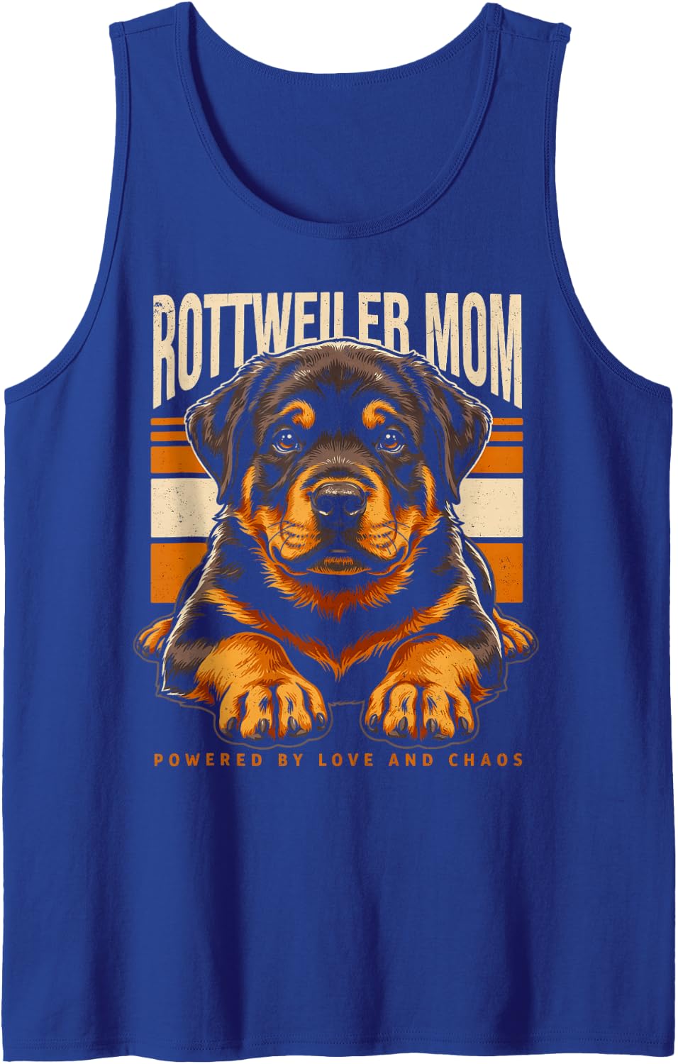 Rottweiler Mom Powered By Love and Chaos Sleeveless Tank Top - Royal Blue