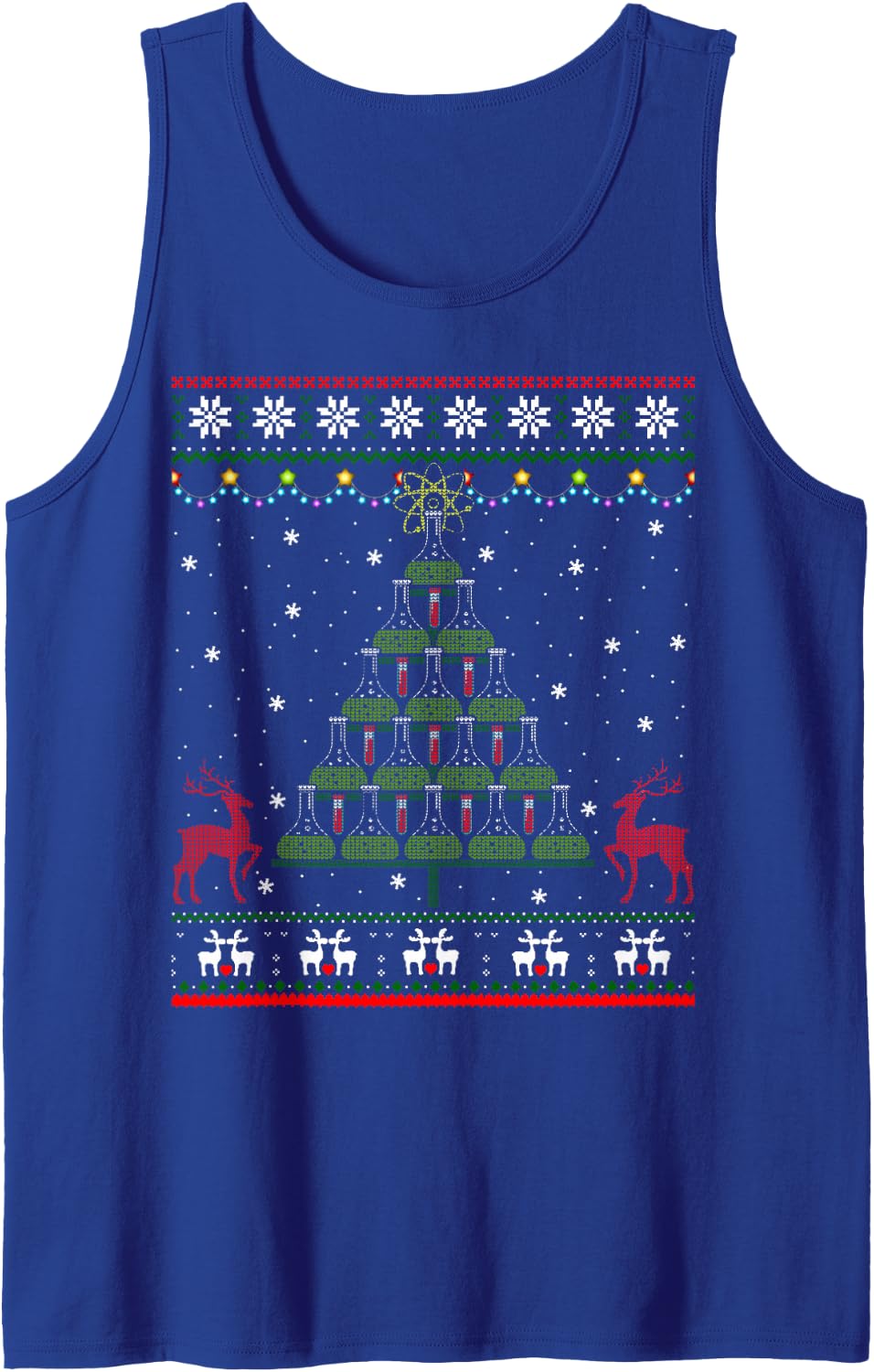 Chemistree Christmas Tubes Tree Ugly Sweater - Science Sleeveless Tank Top - Royal Blue