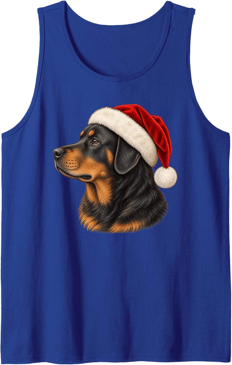Rottweiler Santa Hat Christmas Dog Portrait Sleeveless Tank Top - Royal Blue