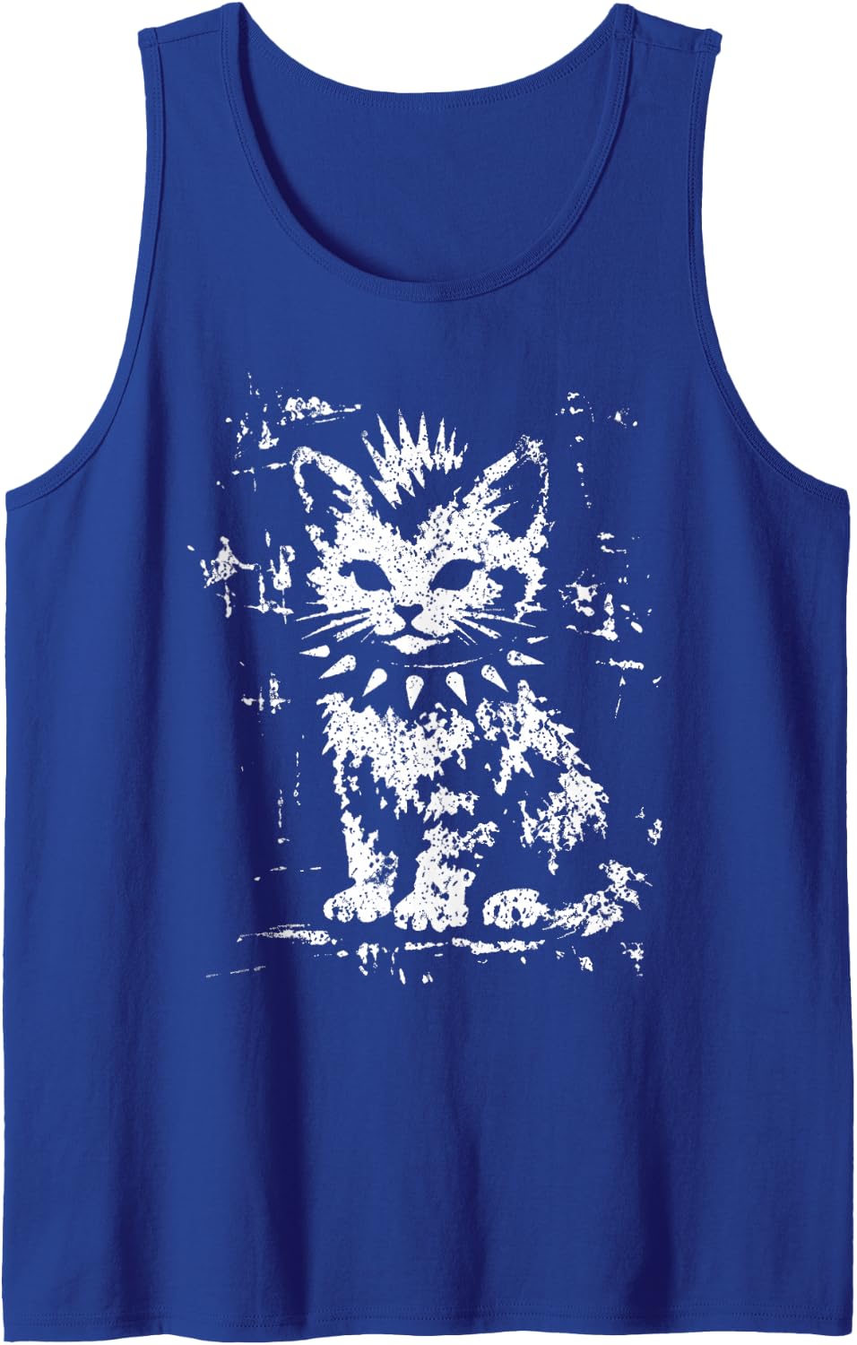 Funny Mohawk Cat Rock Grunge Punk Kitten Women Men Sleeveless Tank Top - Royal Blue