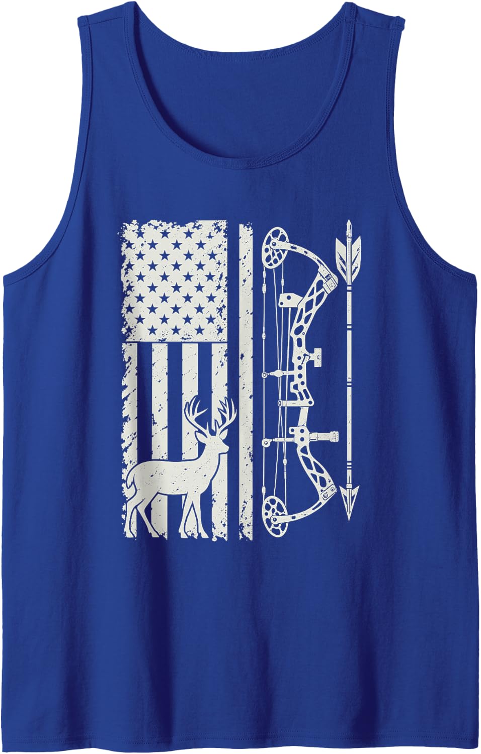 American Flag Deer Hunting Bow Archery for Outdoorsmen Sleeveless Tank Top - Royal Blue