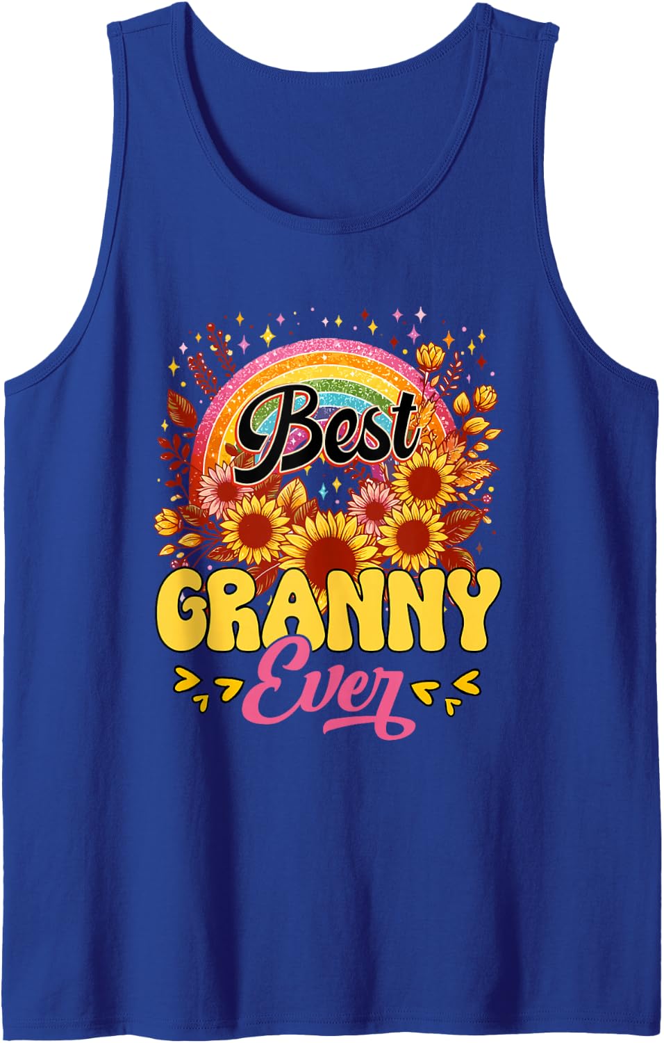 Best Granny Ever Sunflowers Colorful Rainbow Mother's Day Sleeveless Tank Top - Royal Blue