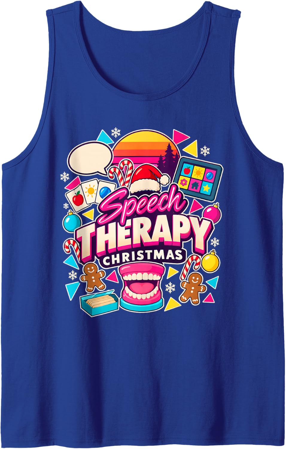 Speech Therapy SLP Christmas Flashcards Sleeveless Tank Top - Royal Blue