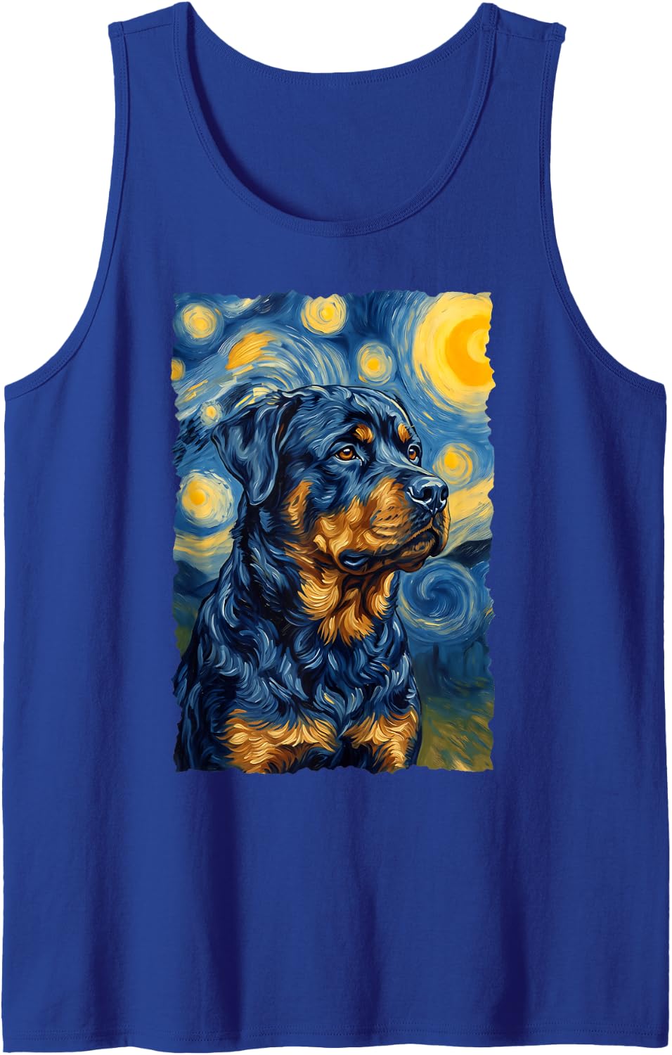 Rottweiler Van Gogh Sleeveless Tank Top - Royal Blue