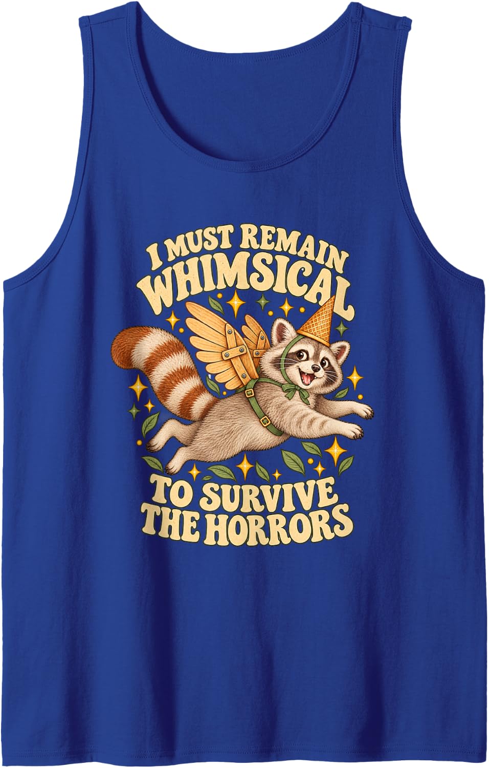 Trash Panda Glider Remain Whimsical to Survive The Horrors Sleeveless Tank Top - Royal Blue