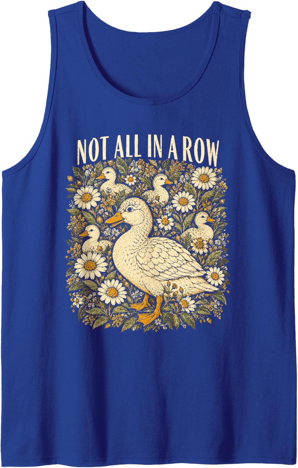 Vintage Daisy Meadow Ducks Not All in A Row Sleeveless Tank Top - Royal Blue