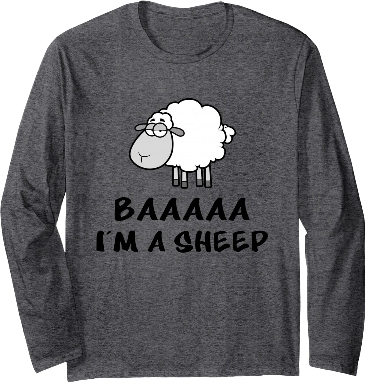 Baa I'm A Sheep Long Sleeve T-Shirt - Adult Unisex Dark Heather Grey
