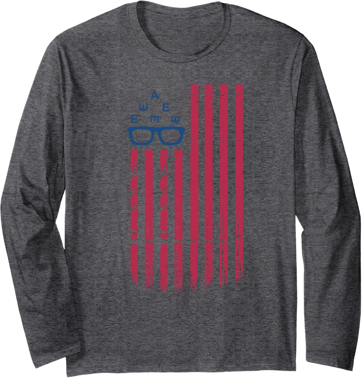Retro Optometrist USA Flag 4th of July Sight Squad Eye Dr Long Sleeve T-Shirt - Adult Unisex Dark Heather Grey