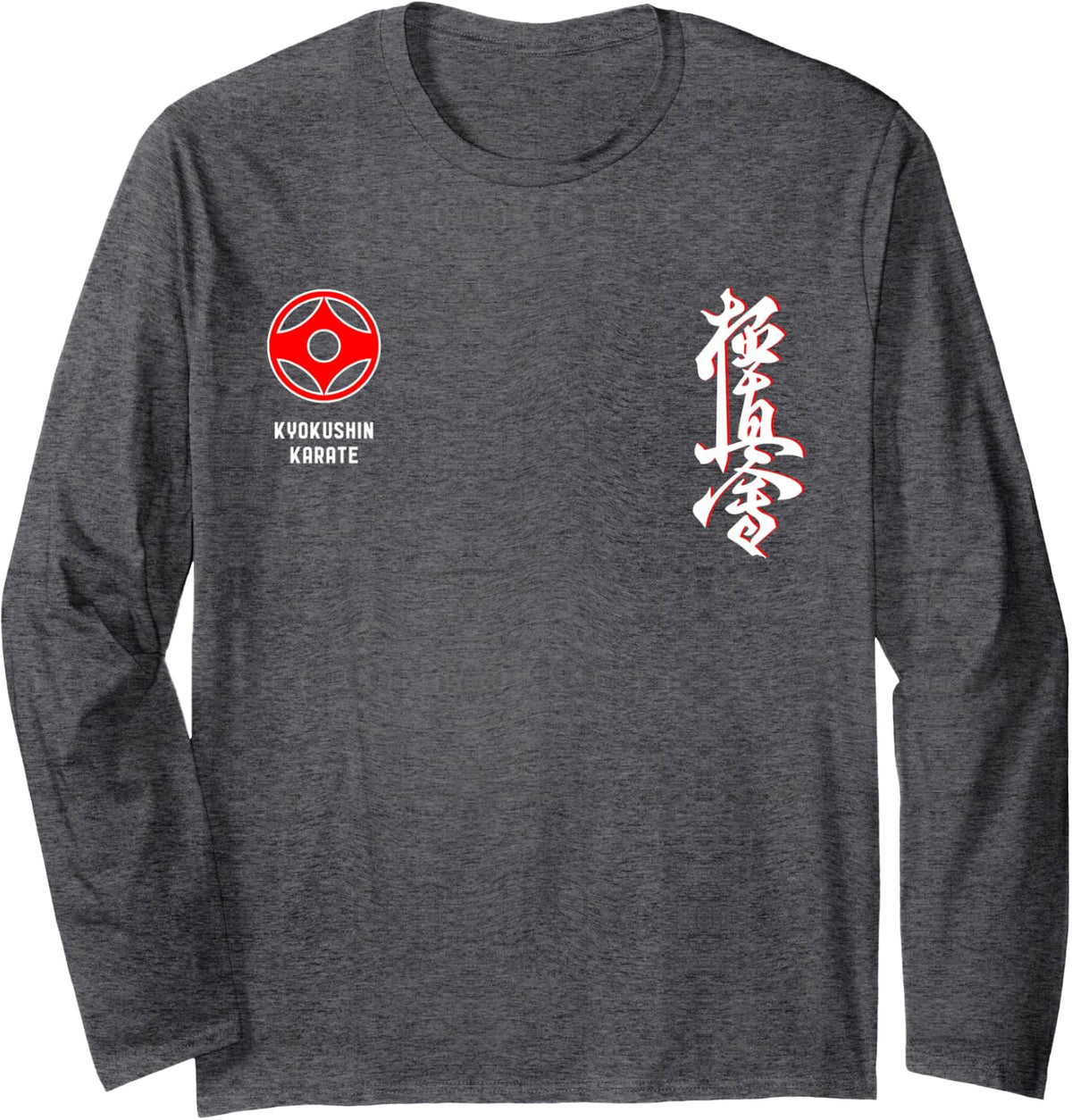 Kyokushin Karate Long Sleeve T-Shirt - Adult Unisex Dark Heather Grey