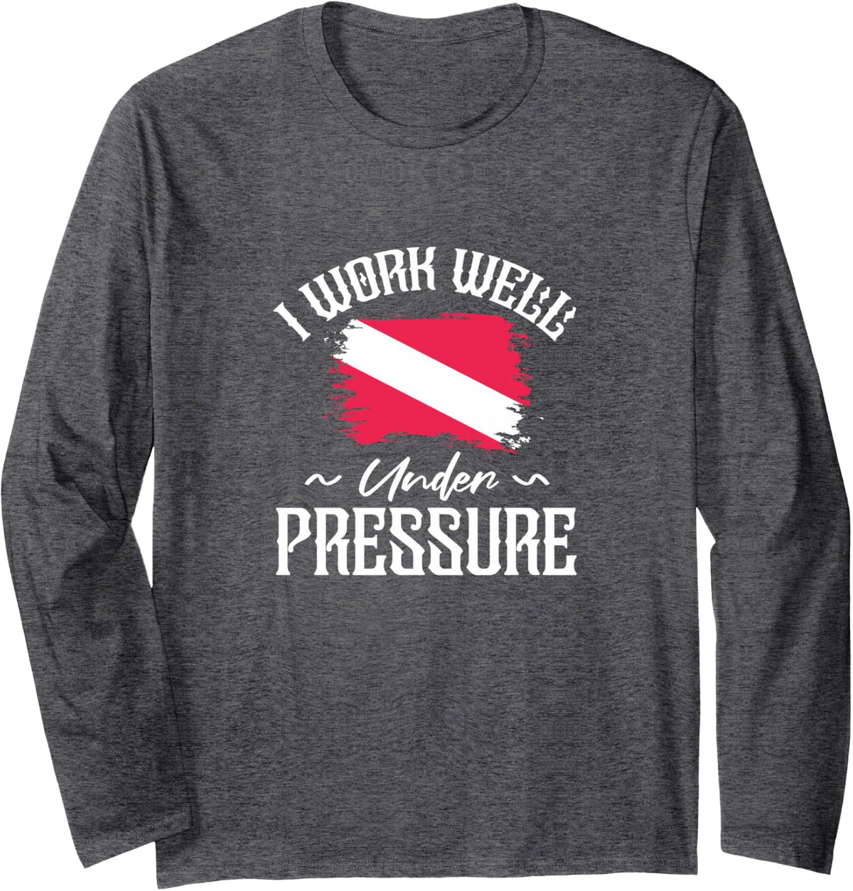 Scuba Diving Scuba Diver Dive Flag Long Sleeve T-Shirt - Adult Unisex Dark Heather Grey