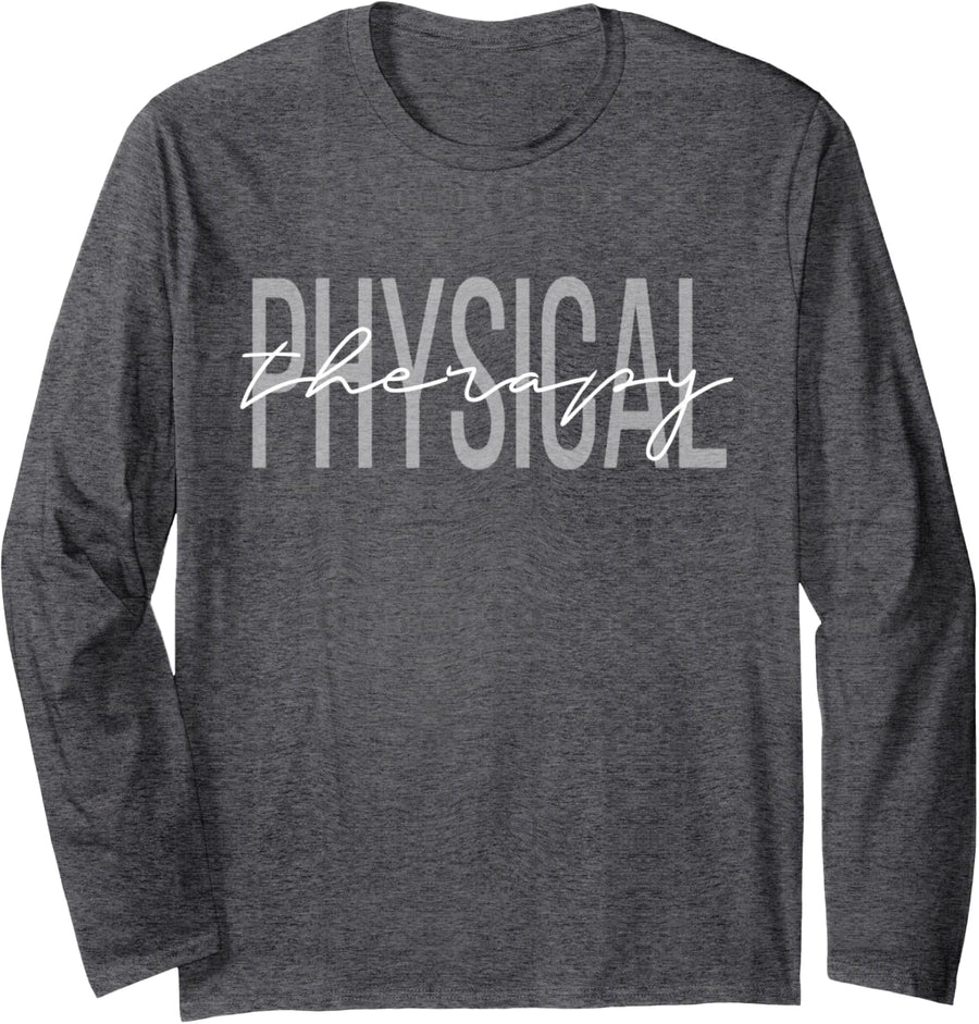 Physical Therapy PT Long Sleeve T-Shirt - Adult Unisex Dark Heather Grey
